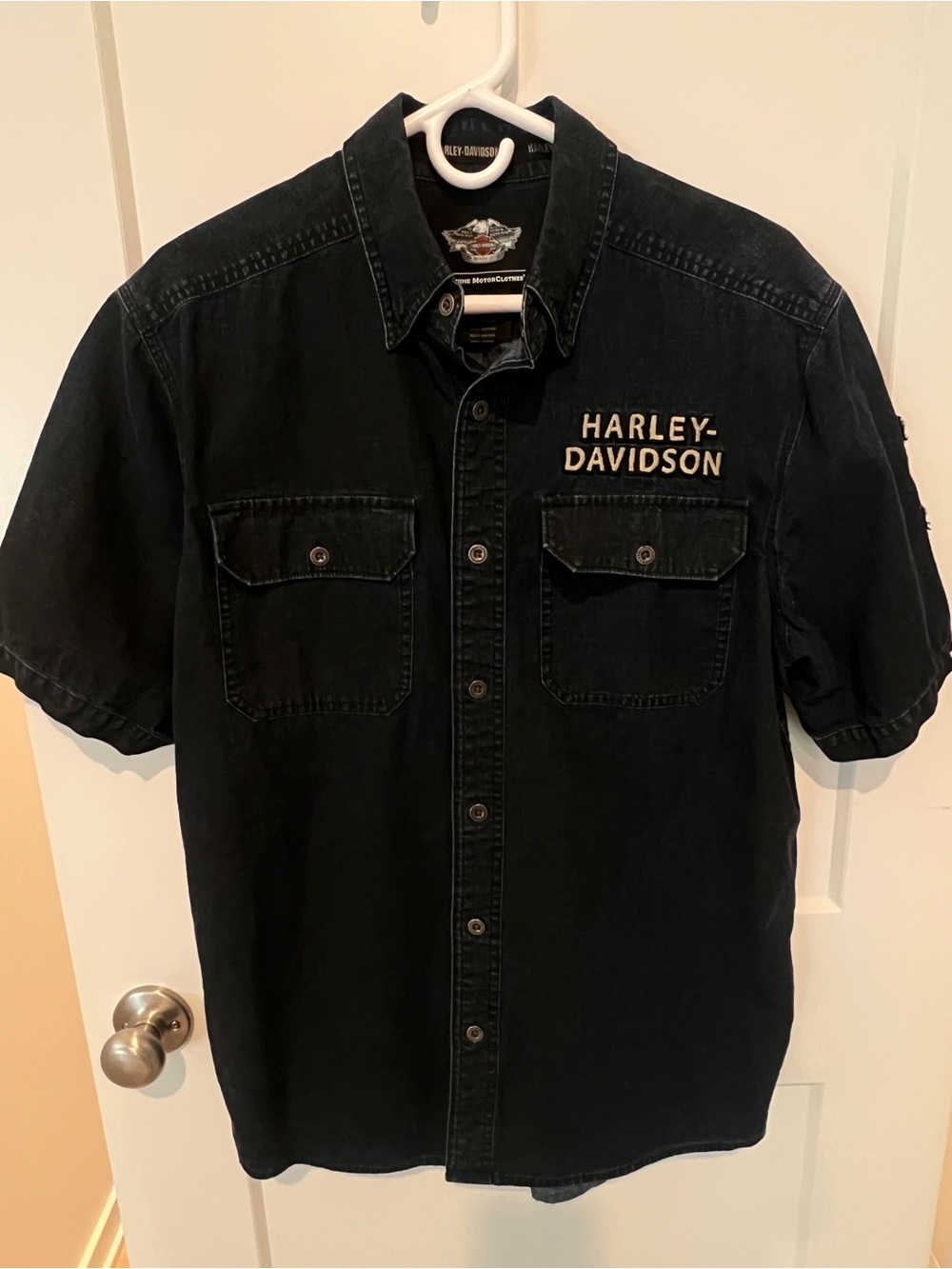 Harley-Davidson Black Short-Sleeve Button-Down with Chest Logo